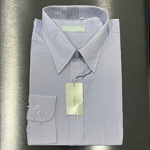 NWT Men’s Dress Shirt Sz 16 Blue Classic Button Down Shirt Long Sleeve Cuff